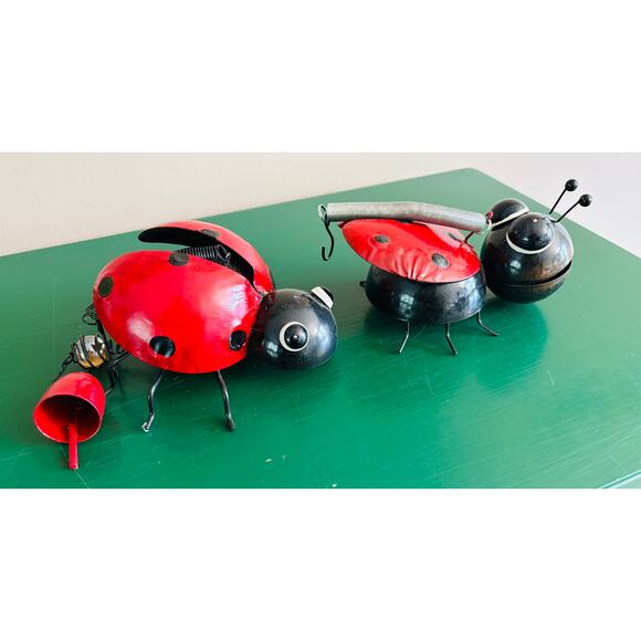 Set of 2 Metal Handmade Outdoor Hanging Ladybugs - Picture 4 of 9